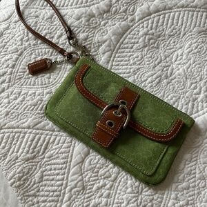 Coach Green and Brown Wristlet with Buckle